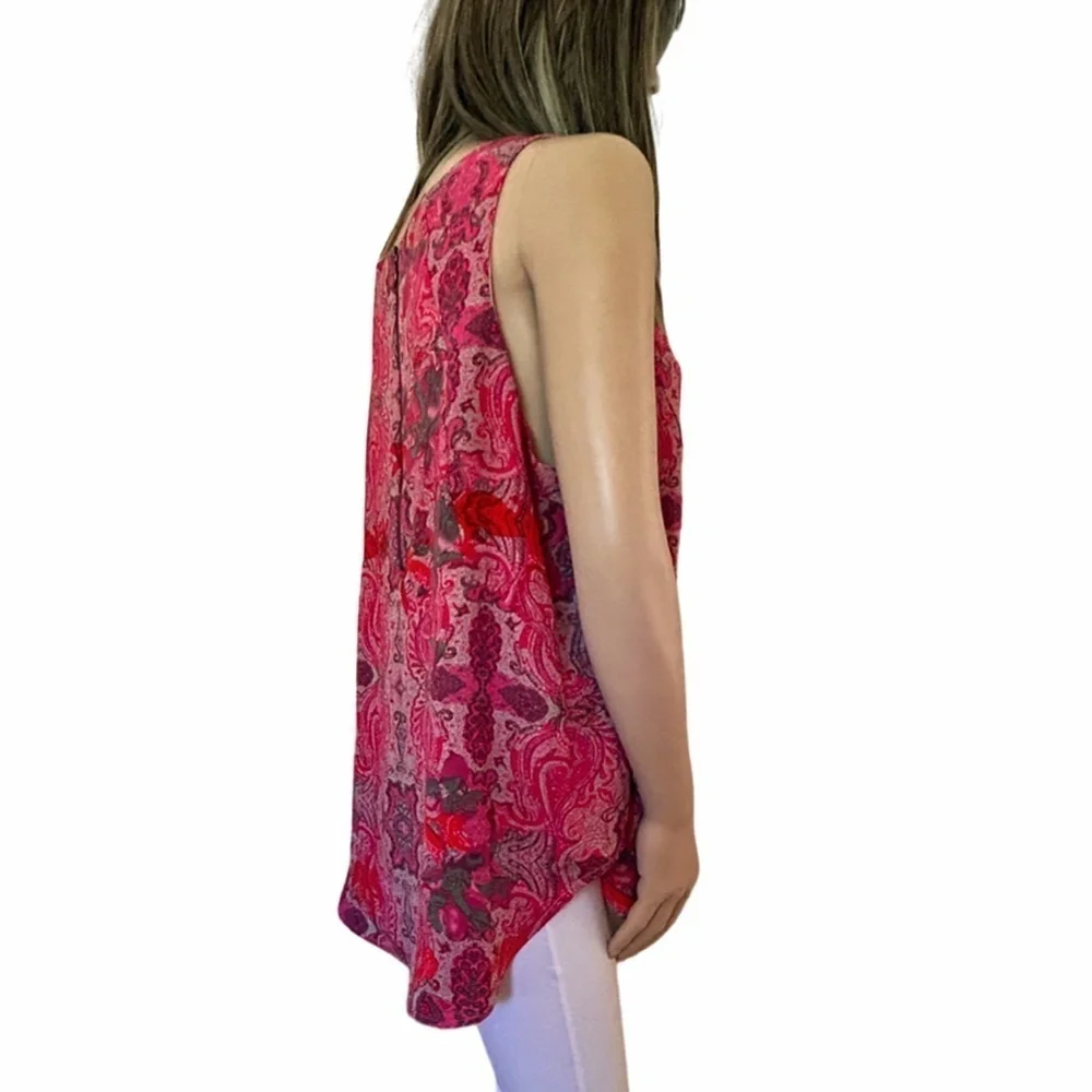 CABI Blouse Top Tank Blouse Multi Colour Paisley Abstract Print Sleeveless Flowy - Picture 7 of 11